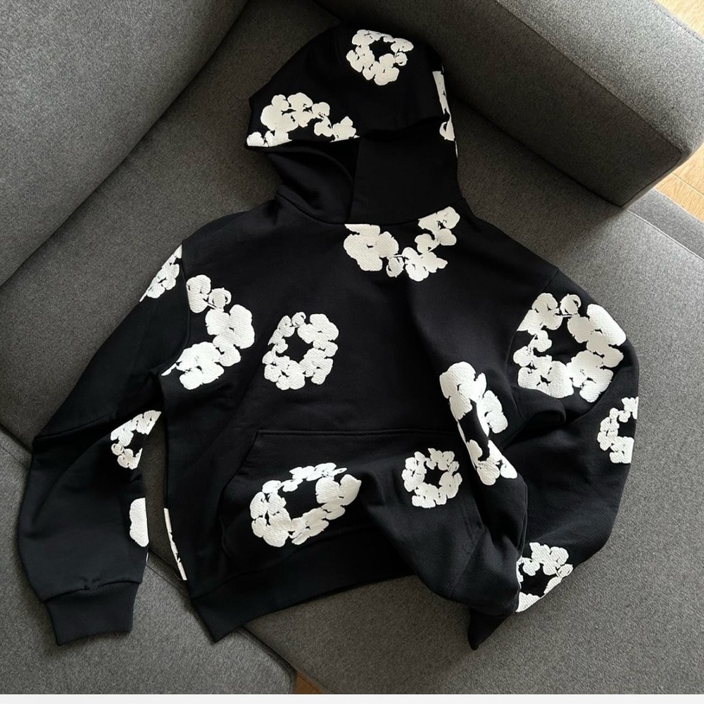 Black and White denim tears Hoodie